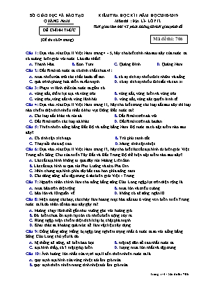 Đề kiểm tra học kì I môn Địa lý Lớp 12 - Mã đề 706 - Năm học 2018-2019 - Sở giáo dục và đào tạo Quảng Nam